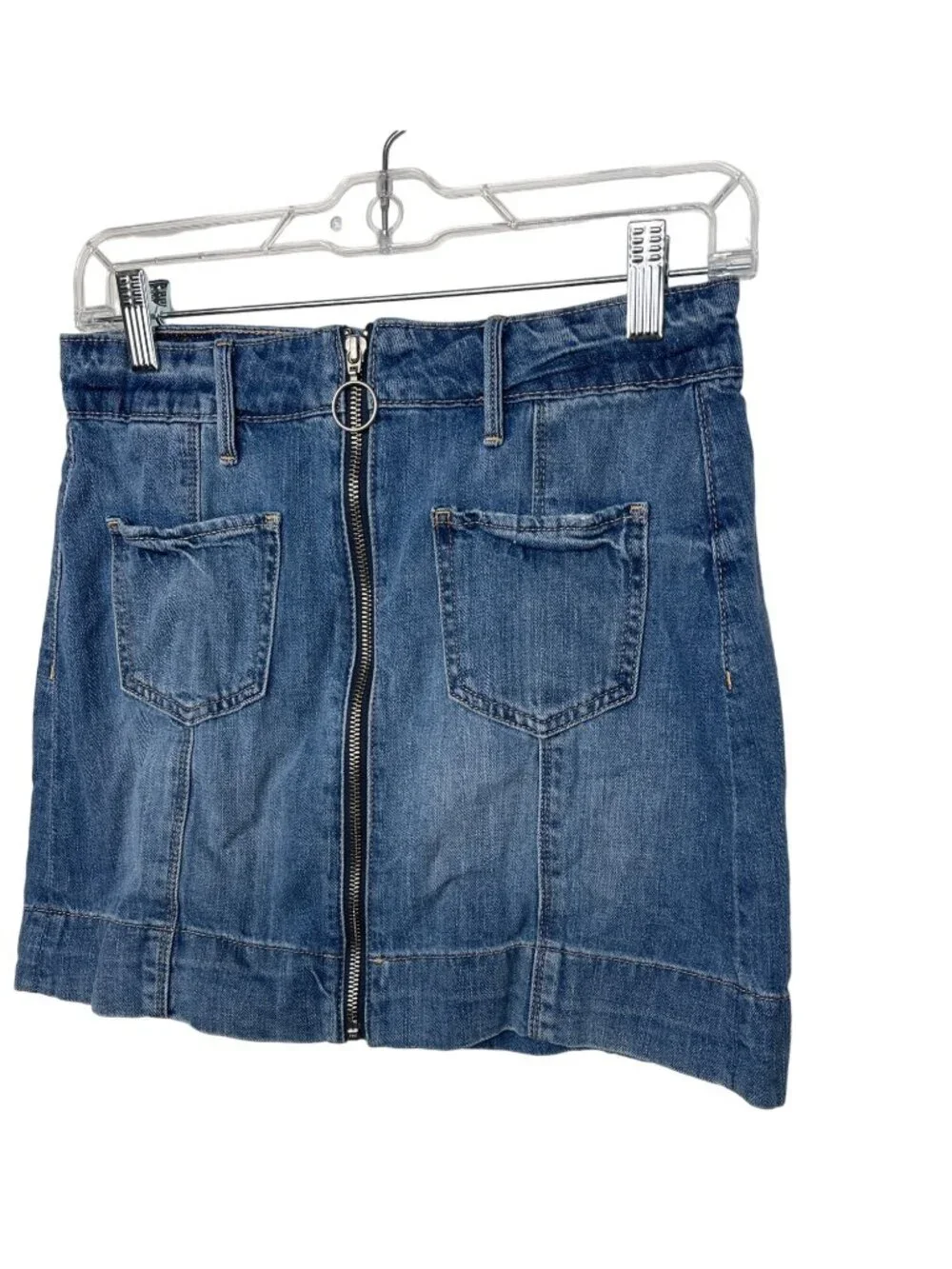 American Eagle Denim Mini Skirt Womens Size 2 Blue High Rise Zip Front A Line